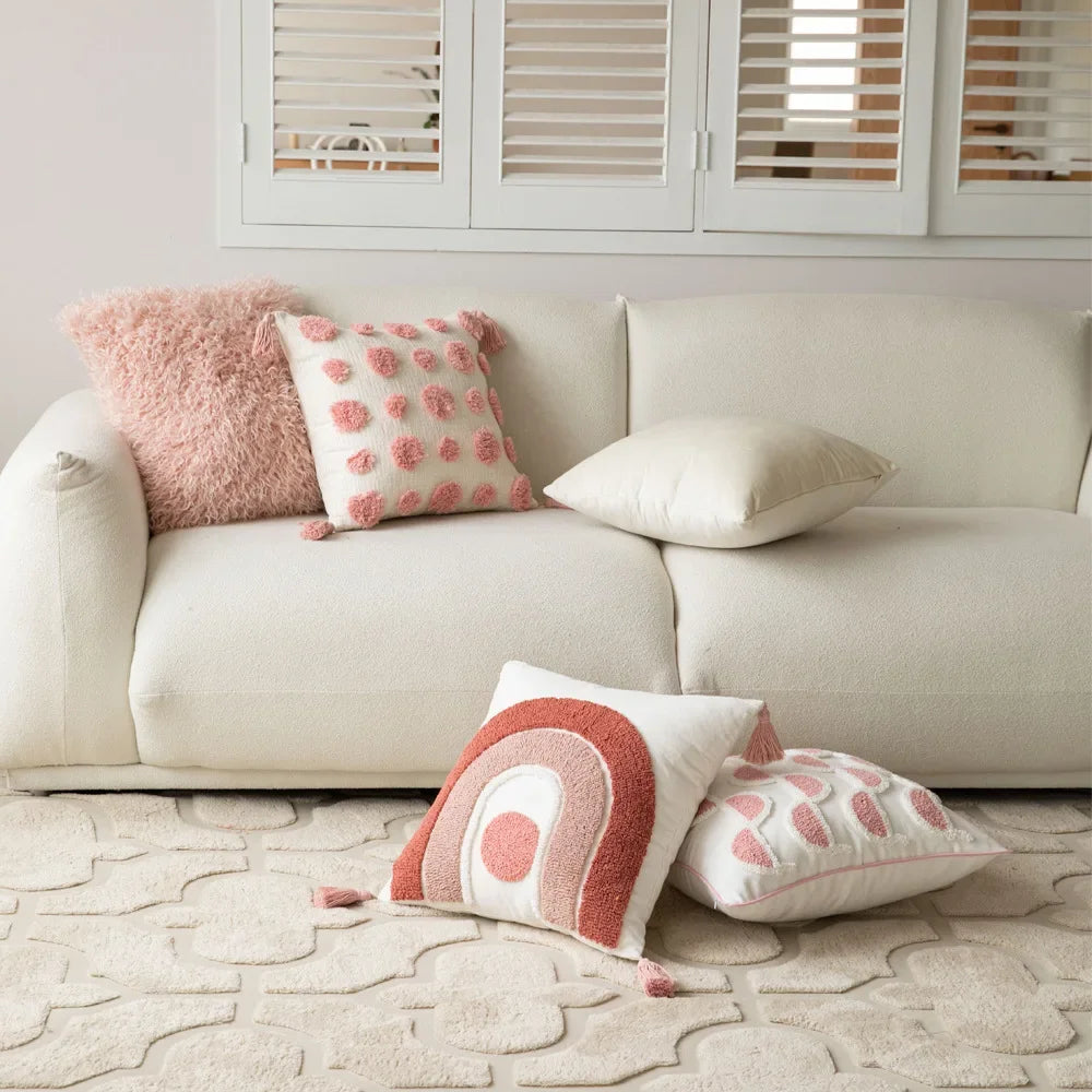 Taie D’oreiller Brodée Avec Motif Géométrique Et Boucle Tuftée Pour Décoration Élégante Pillow cover Electro Paris