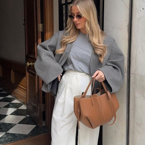 Sac à Bandoulière Vintage en Cuir – Grand Tote Élégant pour le Quotidien et les Voyages Shopper Bags Electro Paris