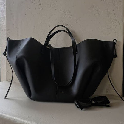 Sac à Bandoulière Vintage en Cuir – Grand Tote Élégant pour le Quotidien et les Voyages Shopper Bags Electro Paris Noir Petit
