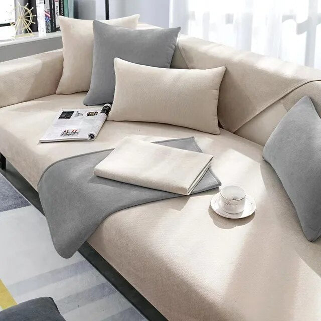 Housse De Canapé Anti-Griffes Luxueuse Et Confortable Pour Protection Et Bien-Être Du Mobilier Sofa Cover Electro Paris Biege 27x27