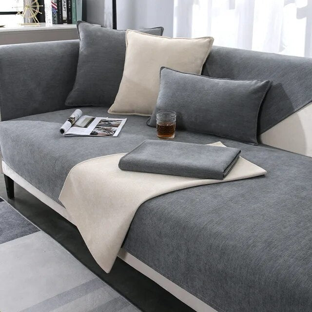 Housse De Canapé Anti-Griffes Luxueuse Et Confortable Pour Protection Et Bien-Être Du Mobilier Sofa Cover Electro Paris Gris foncé 27x27