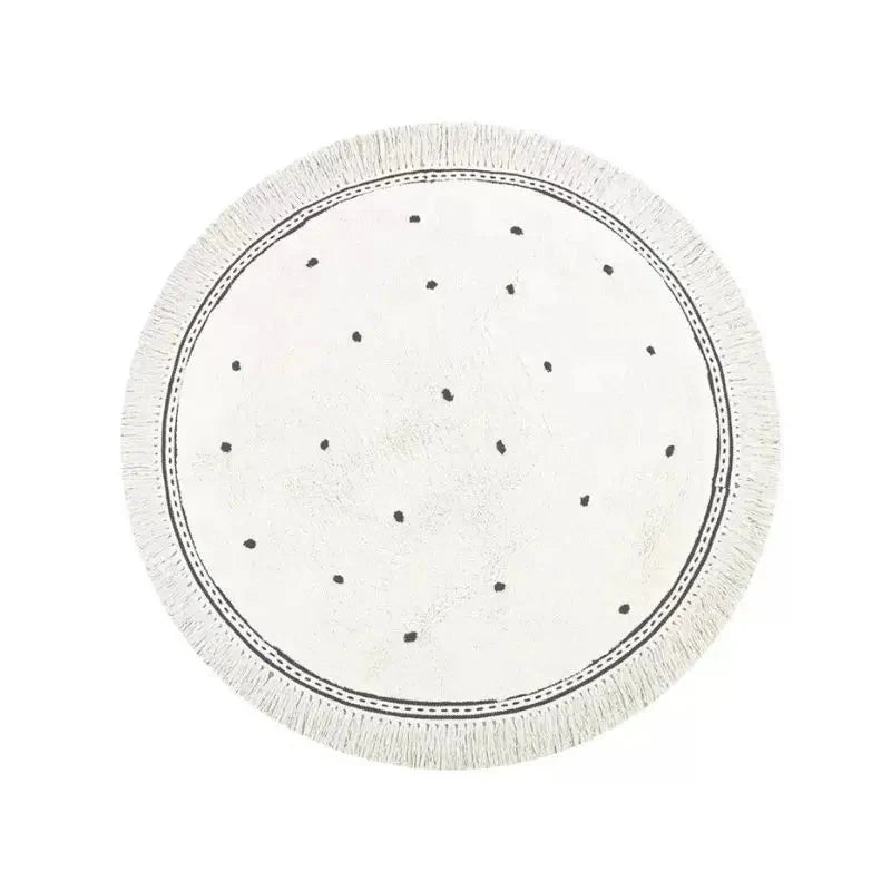 Tapis De Jeu – Soft White Playmat For Children's Room With Dot & Tassel Detail Baby & Children Electro Paris Noir point 100x100cm