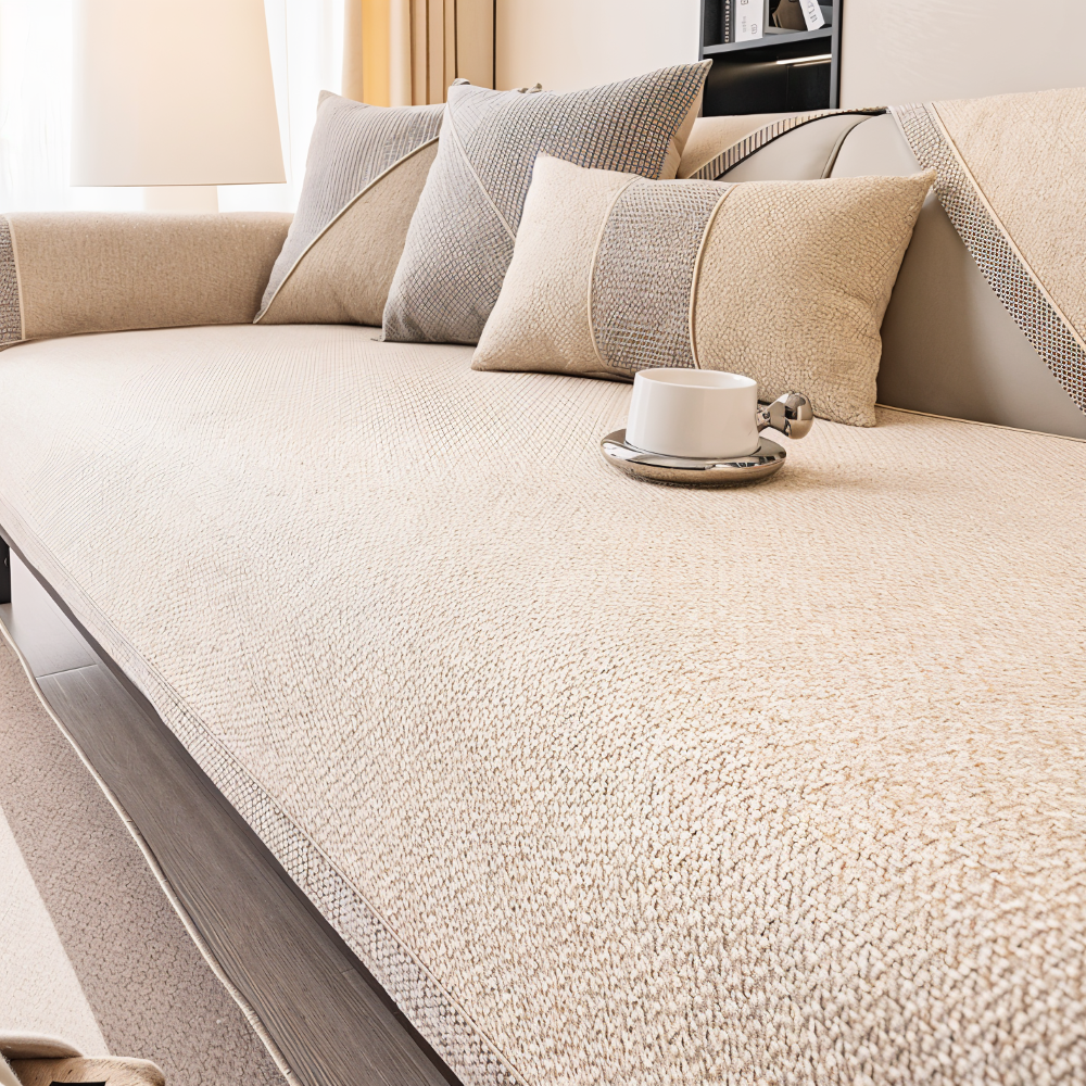 Housse De Canapé Solide En Coton Et Polyester Anti-Dérapante Pour Protection Et Style Sofa Cover Electro Paris Beige 30x50cm (Housse de coussin)