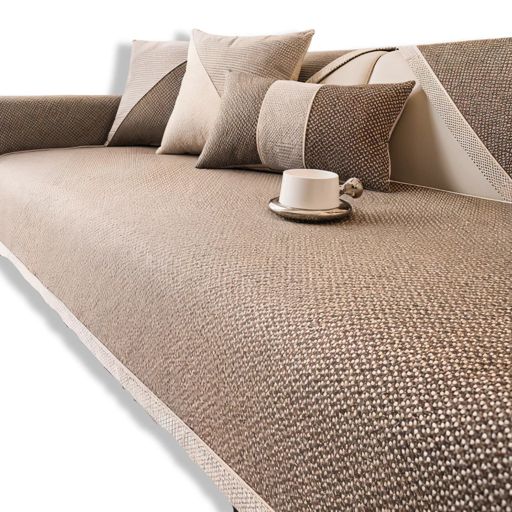 Housse De Canapé Solide En Coton Et Polyester Anti-Dérapante Pour Protection Et Style Sofa Cover Electro Paris Marron 30x50cm (Housse de coussin)