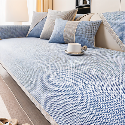 Housse De Canapé Solide En Coton Et Polyester Anti-Dérapante Pour Protection Et Style Sofa Cover Electro Paris