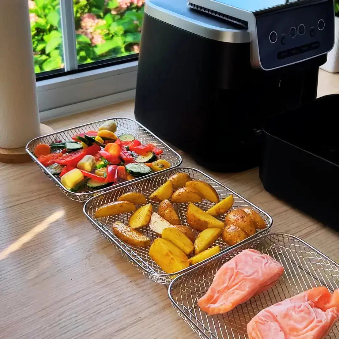 Paniers À Friture Empilables Pour Plus D’Espace Et Une Cuisson Parfaite Simultanée Home & Garden > Kitchen & Dining > Kitchen Tools & Gadgets > Air Fryer Accessories Electro Paris