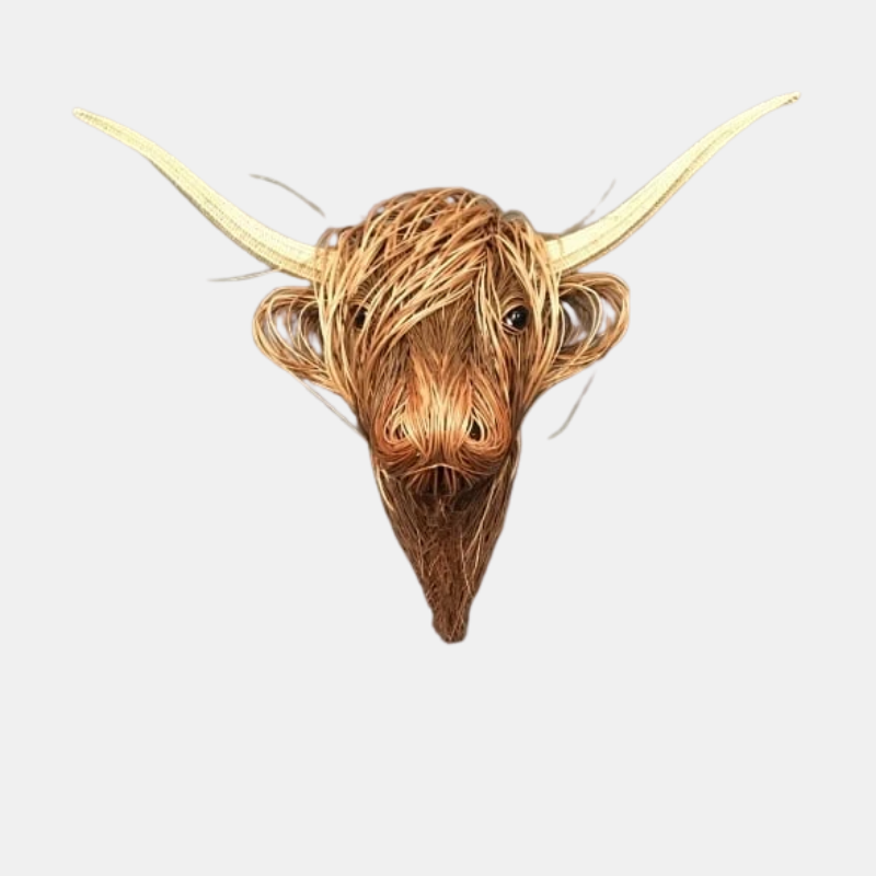 Statue Décorative de Vache Écossaise en Résine Fait Main – Pièce d’Art Authentique pour Maison Sculptures Electro Paris Marron