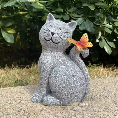 Lumière de Jardin Solaire Chat en Résine pour un Décor Fantaisiste Statues de jardin Electro Paris
