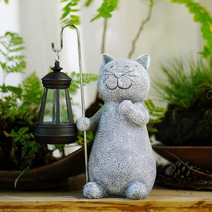 Statue de Chat Solaire pour Décor de Jardin – Lumière LED Étanche Chaton avec Papillon Décor de jardin Electro Paris