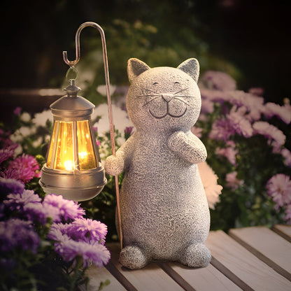 Statue de Chat Solaire pour Décor de Jardin – Lumière LED Étanche Chaton avec Papillon Décor de jardin Electro Paris