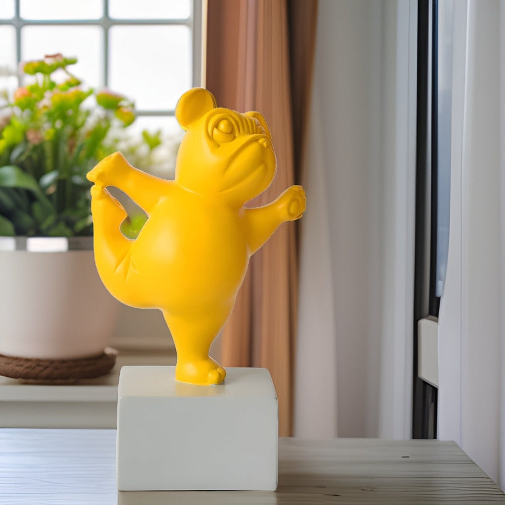 Décoration – Sculpture Bulldog Abstraite en Résine, Figurine Moderne pour Intérieur Élégant Figurines et statues Electro Paris Jaune