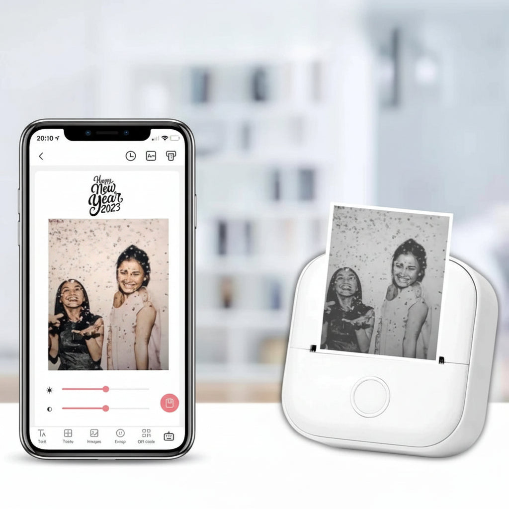 Mini-Imprimante Sans Fil Pour Stickers Avec Impression Thermique Directe Depuis Smartphone Mobile Printer Electro Paris