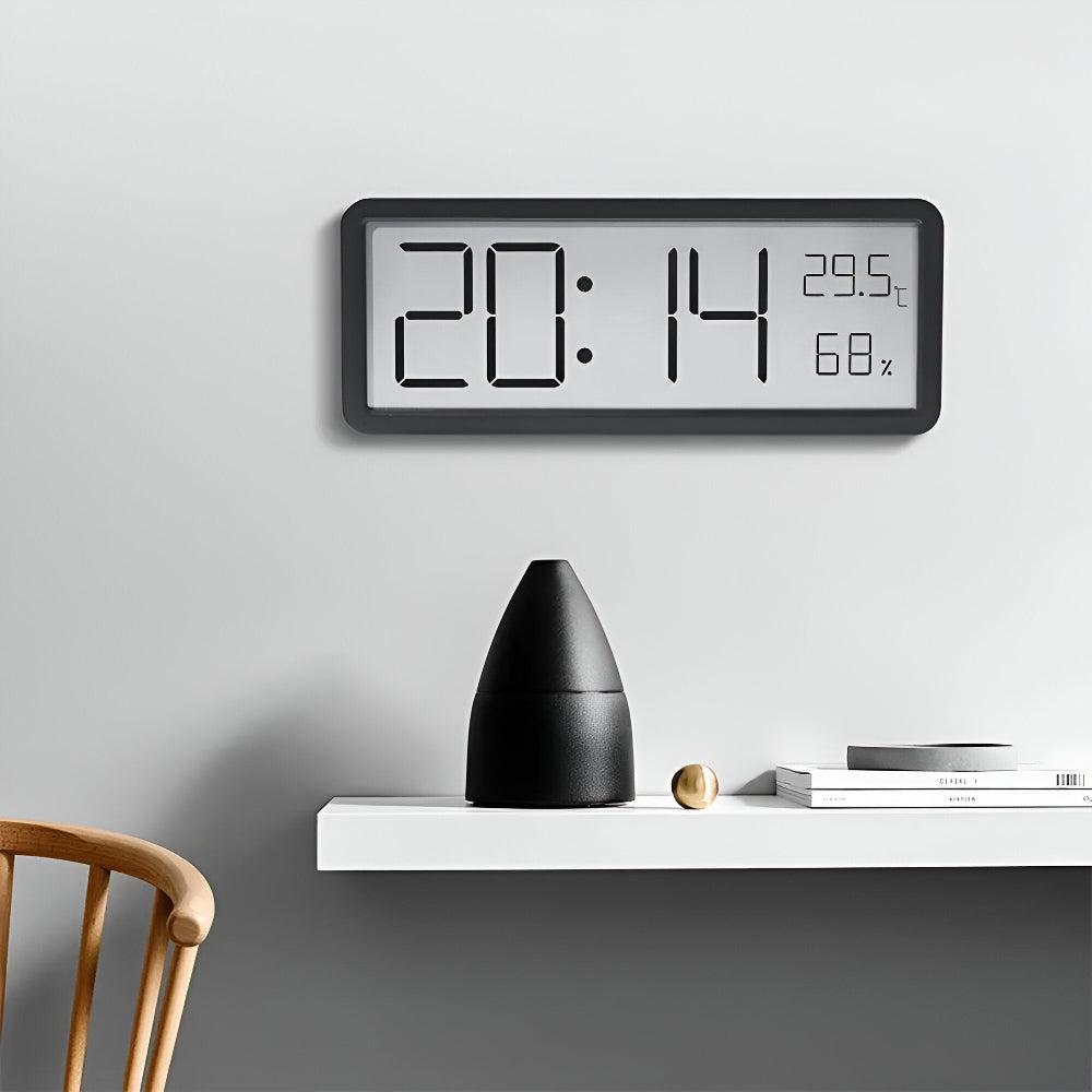 Horloge Murale LED Élégante avec Affichage de la Température et de l’Humidité – Décoration Moderne pour la Maison Wall clock Electro Paris
