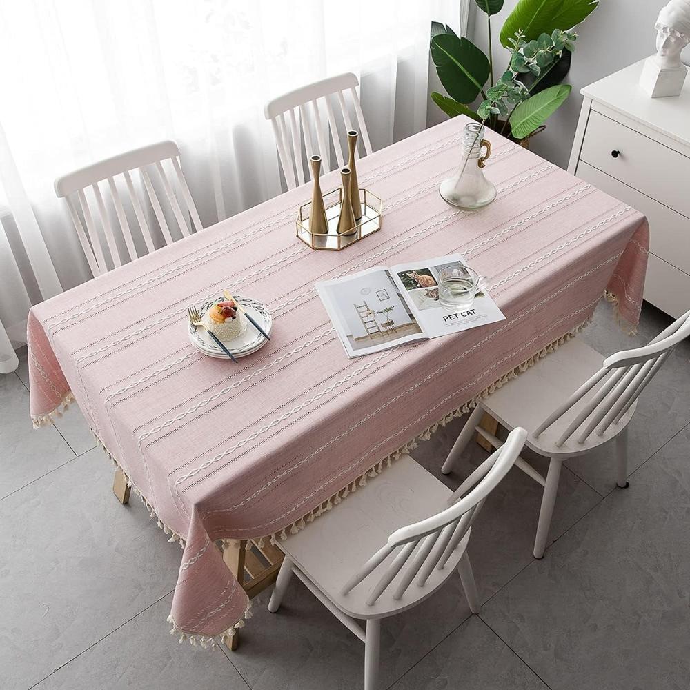 Nappe Rayée Brodée pour un Repas Élégant Linge de table Unique Casa