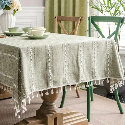 Nappe Rayée Brodée pour un Repas Élégant Linge de table Unique Casa