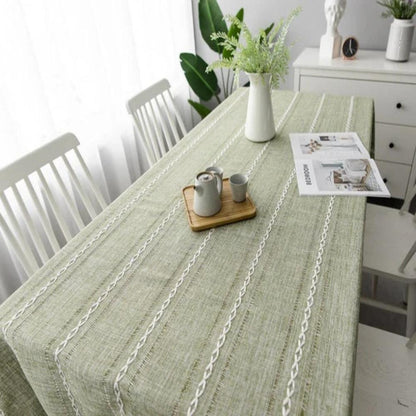 Nappe Rayée Brodée pour un Repas Élégant Linge de table Unique Casa