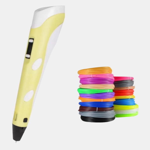 Stylo 3D Artistique – Créativité Sans Limites Electro Paris Jaune + 5 mètres de matériel consommable en 20 couleurs