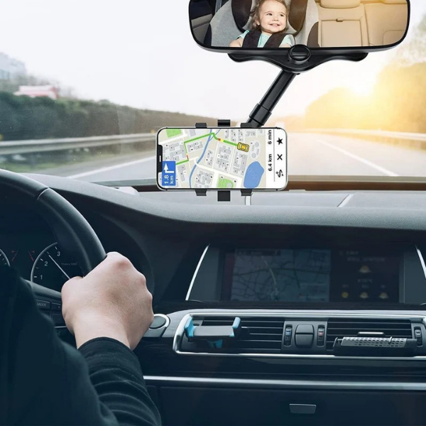 Support Téléphone Universel – Mains Libres pour Rétroviseur de Voiture rearview mirror phone holder Electro Paris