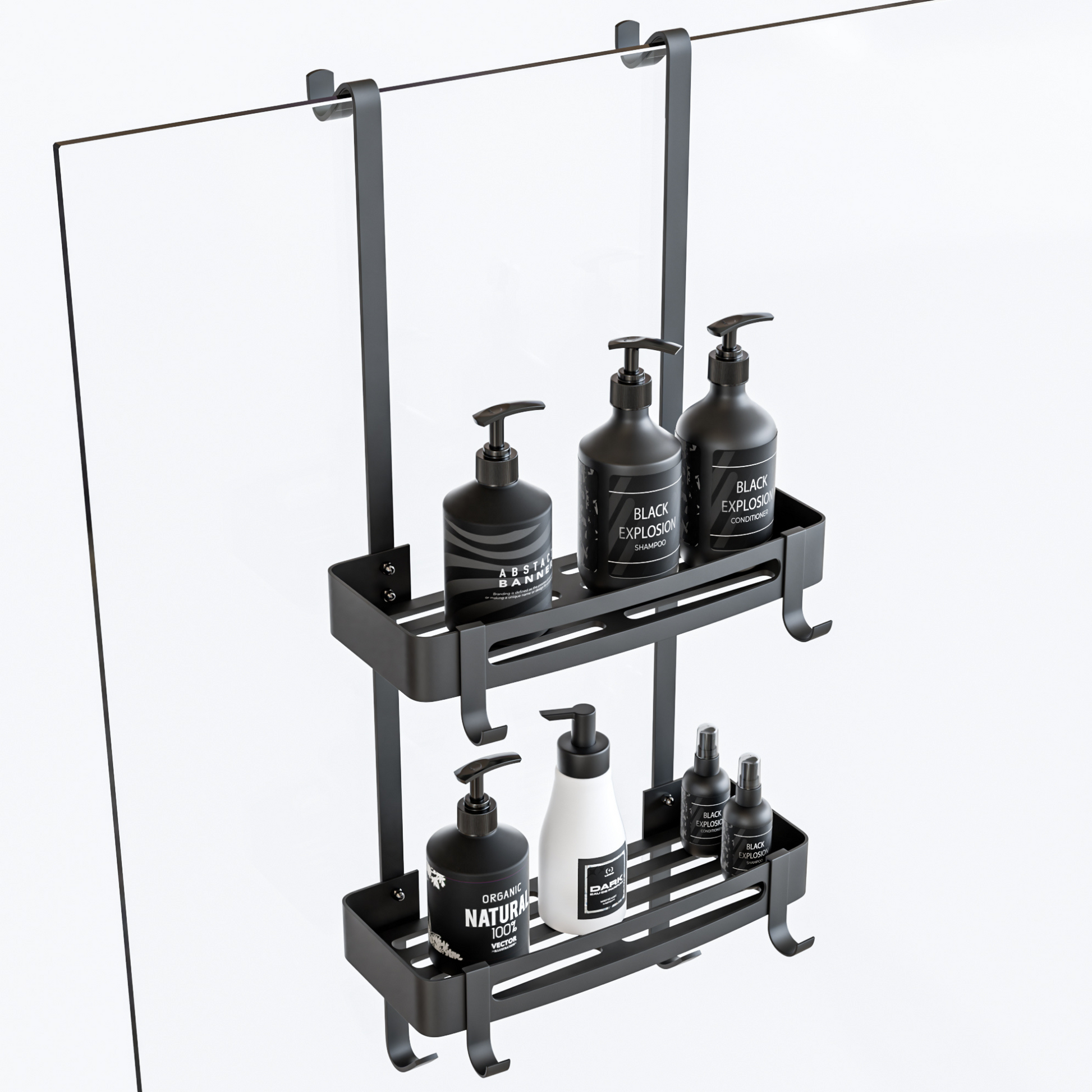 Ensemble de Serviteurs de Douche Noirs – Organisateur en Aluminium Sans Perçage pour Salle de Bain Accessoires de salle de bain Electro Paris