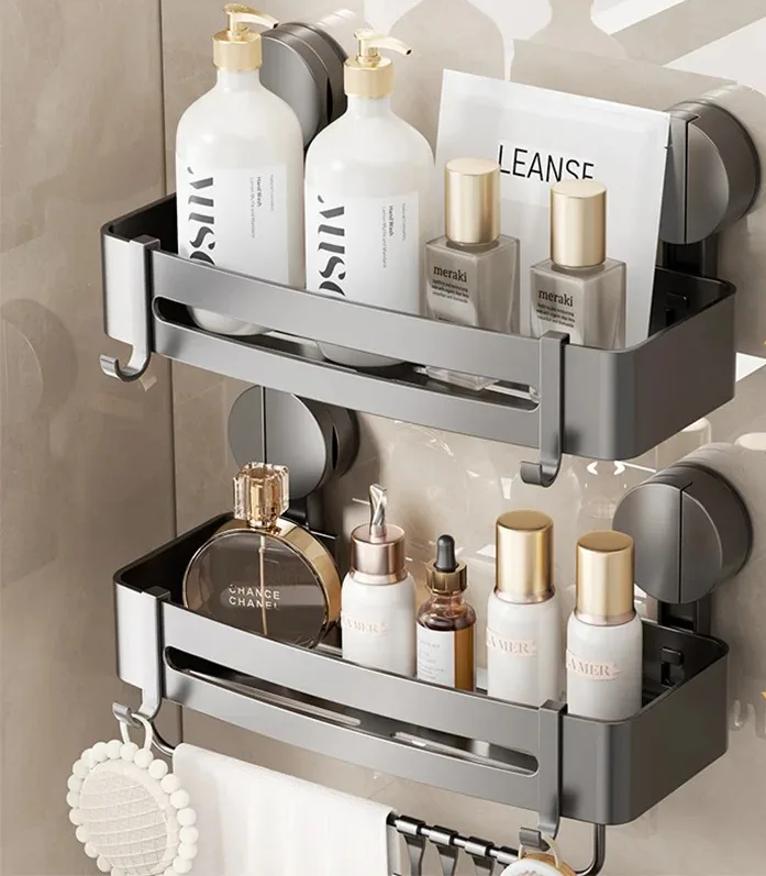 Étagère d'Angle à Ventouse pour Douche – Organisateur de Rangement de Salle de Bain Sans Perçage Organisateurs de salle de bain Electro Paris
