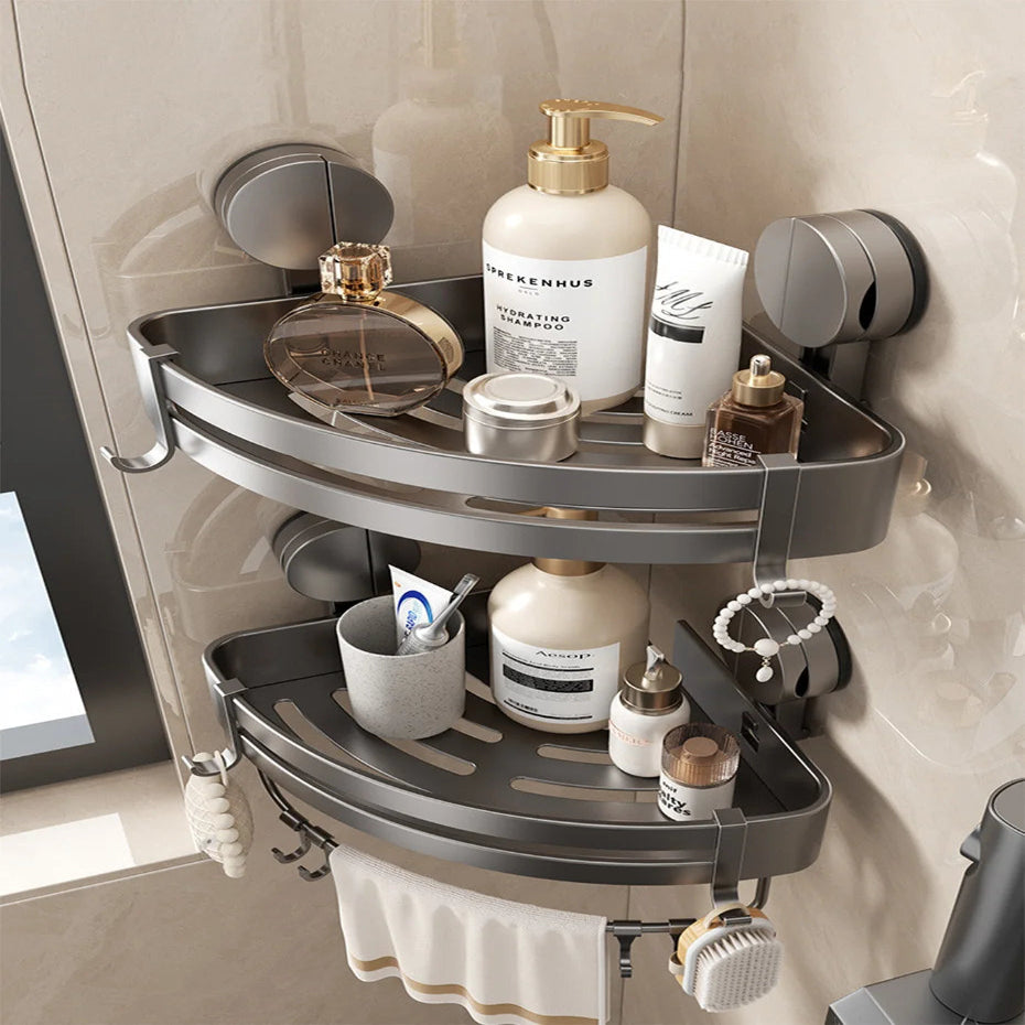 Étagère d'Angle à Ventouse pour Douche – Organisateur de Rangement de Salle de Bain Sans Perçage Organisateurs de salle de bain Electro Paris