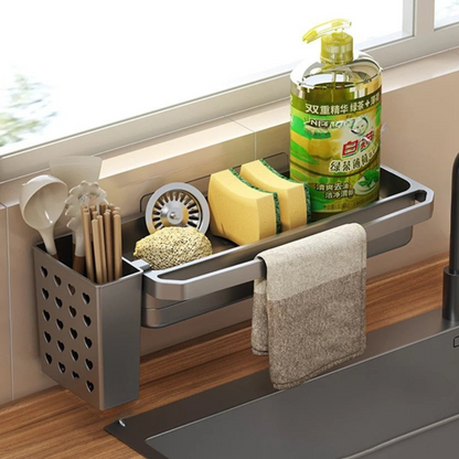 Support d'Évier Réglable pour Robinet – Organisateur en Aluminium pour Éponge et Savon Rangement et organisation de cuisine Electro Paris