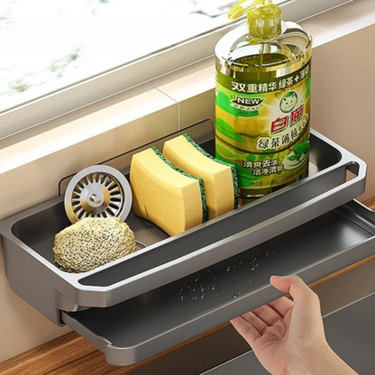 Support d'Évier Réglable pour Robinet – Organisateur en Aluminium pour Éponge et Savon Rangement et organisation de cuisine Electro Paris noir-01