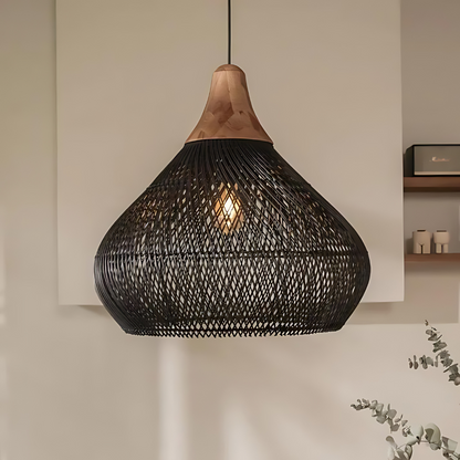 Suspension Artisanale en Rattan Naturel pour Éclairage Bohème Intérieur Lampe suspendue Electro Paris