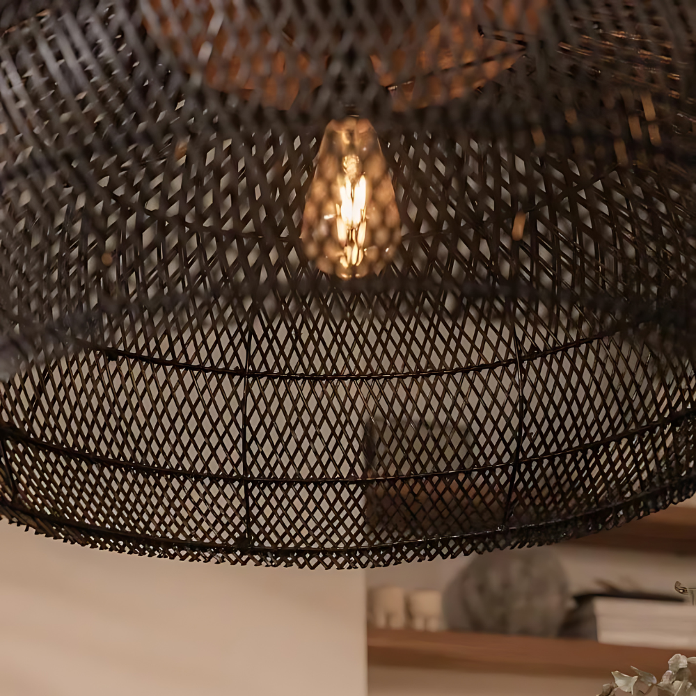 Suspension Artisanale en Rattan Naturel pour Éclairage Bohème Intérieur Lampe suspendue Electro Paris