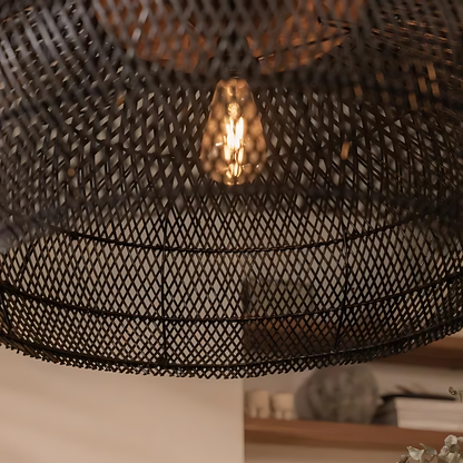Suspension Artisanale en Rattan Naturel pour Éclairage Bohème Intérieur Lampe suspendue Electro Paris