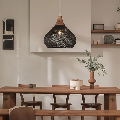 Suspension Artisanale en Rattan Naturel pour Éclairage Bohème Intérieur Lampe suspendue Electro Paris