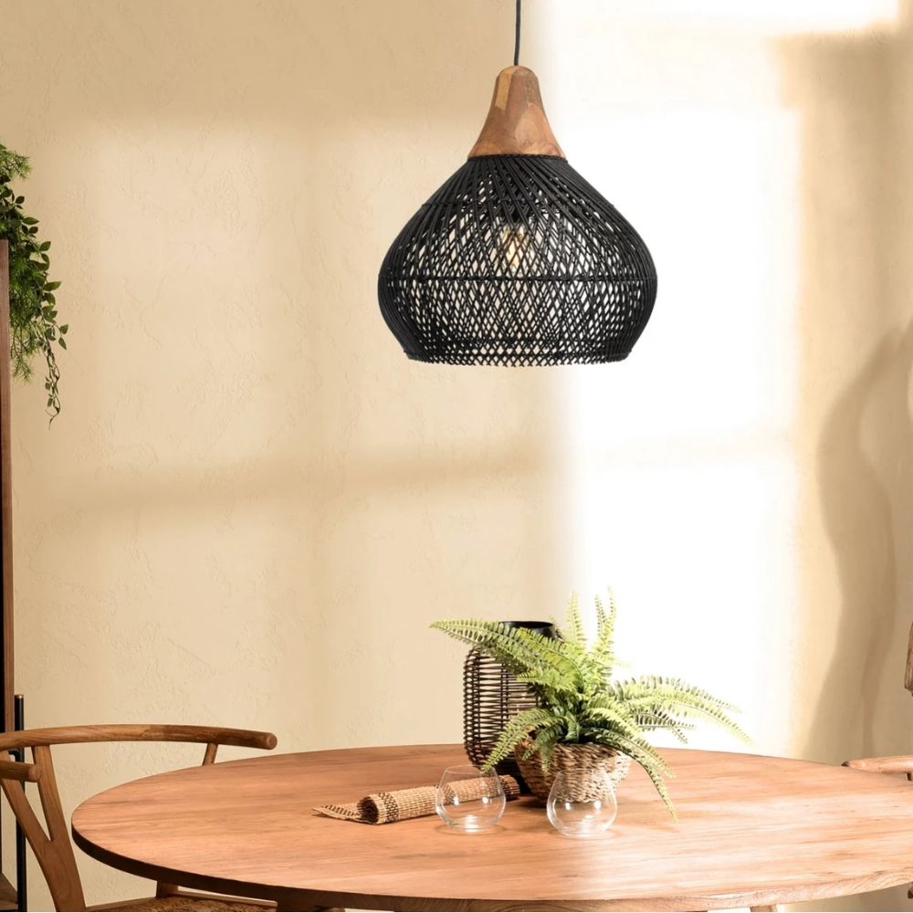 Suspension Artisanale en Rattan Naturel pour Éclairage Bohème Intérieur Lampe suspendue Electro Paris