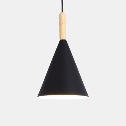 Suspension Conique Métal Coloré avec Tige en Bois – Éclairage pour Cuisine Éclairage Electro Paris Noir - S