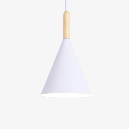 Suspension Conique Métal Coloré avec Tige en Bois – Éclairage pour Cuisine Éclairage Electro Paris Blanc - S