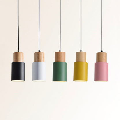 Suspension Cylindrique en Bois et Aluminium – Éclairage Moderne pour Cuisine et Salon Éclairage Electro Paris