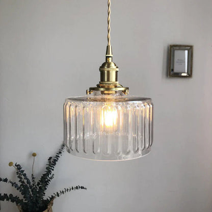 Suspension Cylindrique en Verre Style Vintage Ceiling Lamp Electro Paris