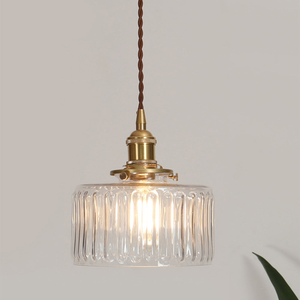 Suspension Cylindrique en Verre Style Vintage Ceiling Lamp Electro Paris Transparent Tête unique