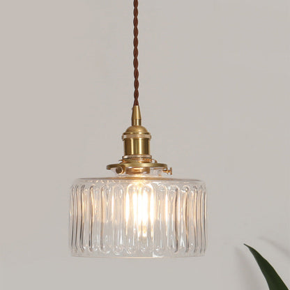 Suspension Cylindrique en Verre Style Vintage Ceiling Lamp Electro Paris Transparent Tête unique