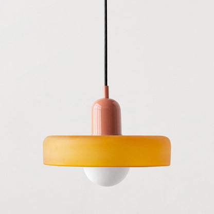 Suspension En Verre Coloré Design Bauhaus Rond lampe suspendue Electro Paris Jaune Glacé Rose 25 x 18 cm