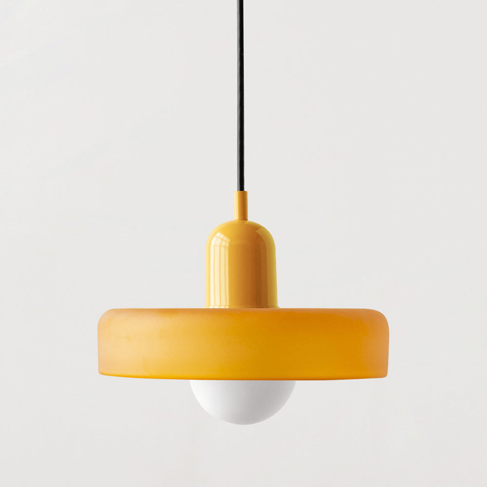 Suspension En Verre Coloré Design Bauhaus Rond lampe suspendue Electro Paris Jaune Glacé Jaune 25 x 18 cm