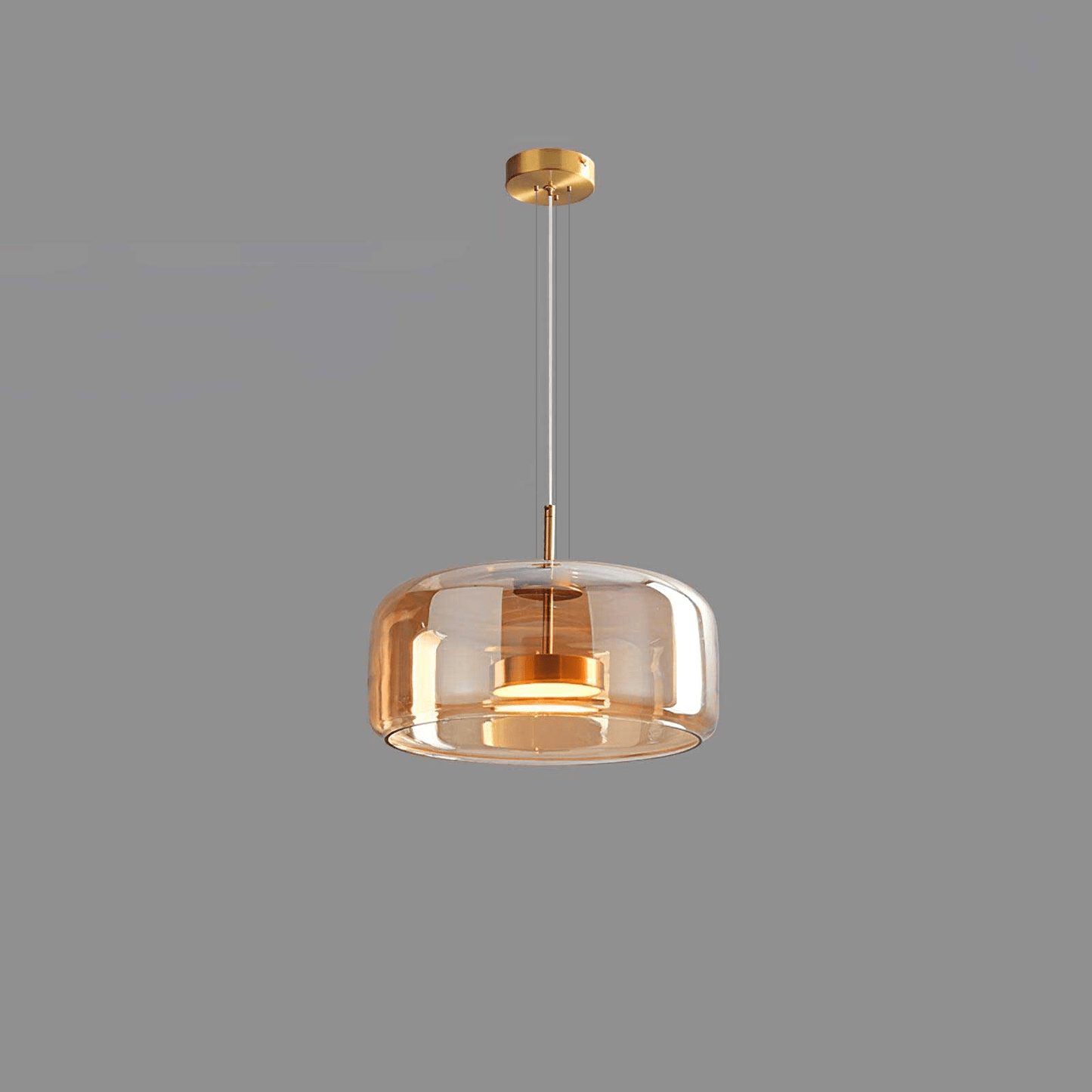 Suspension Minimaliste Sphère en Verre pour un Éclairage Ambiant Doux Éclairage Electro Paris Or & Ambre Dia 38cm x H 17cm Lumière chaude