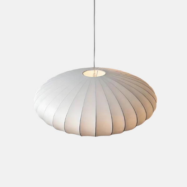 Suspension Japandi en Soie avec Abat-jour Plissé pour une Atmosphère Sereine Lampes et luminaires Electro Paris 1 Lampe 30cm