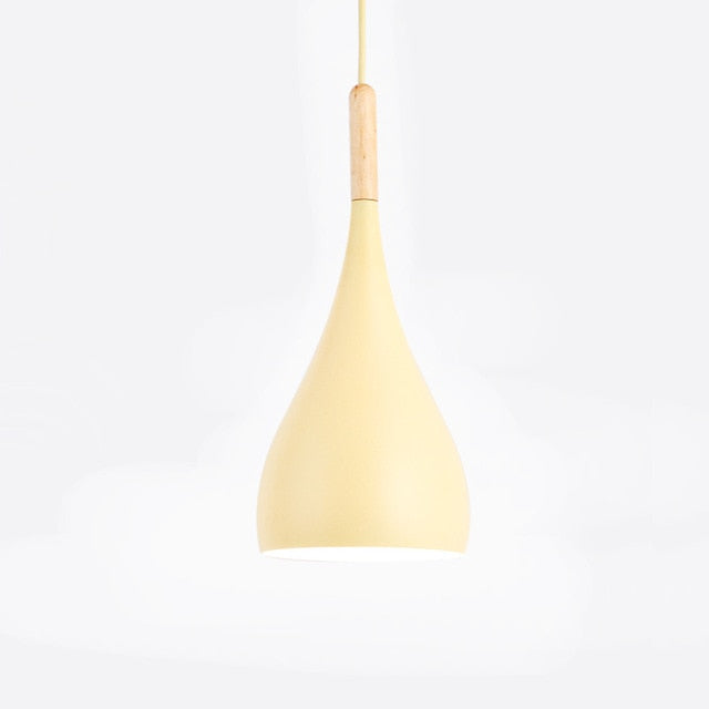 Suspension LED Métal Coloré – Abat-Jour Bois Scandinave Ajustable, E27, 150 cm Éclairage Electro Paris Jaune A