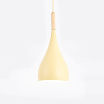 Suspension LED Métal Coloré – Abat-Jour Bois Scandinave Ajustable, E27, 150 cm Éclairage Electro Paris Jaune A