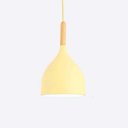 Suspension LED Métal Coloré – Abat-Jour Bois Scandinave Ajustable, E27, 150 cm Éclairage Electro Paris Jaune B