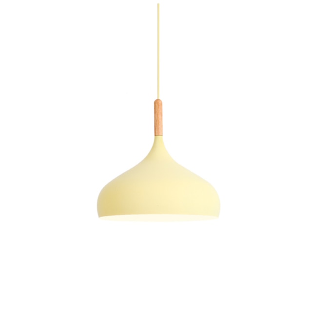 Suspension LED Métal Coloré – Abat-Jour Bois Scandinave Ajustable, E27, 150 cm Éclairage Electro Paris Jaune C