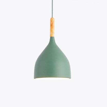 Suspension LED Métal Coloré – Abat-Jour Bois Scandinave Ajustable, E27, 150 cm Éclairage Electro Paris