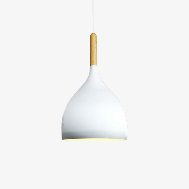 Suspension LED Métal Coloré – Abat-Jour Bois Scandinave Ajustable, E27, 150 cm Éclairage Electro Paris Blanc A