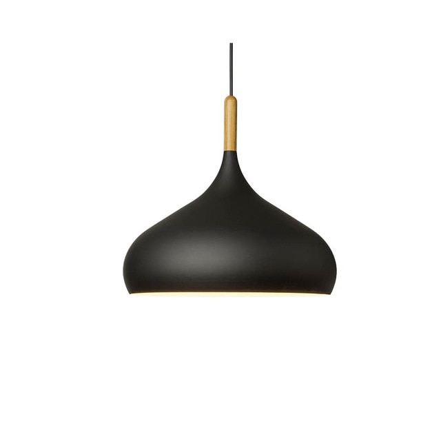 Suspension LED Métal Coloré – Abat-Jour Bois Scandinave Ajustable, E27, 150 cm Éclairage Electro Paris Noir C