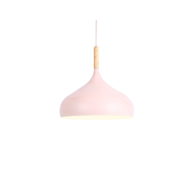 Suspension LED Métal Coloré avec Abat-Jour Bois – Design Scandinave Ajustable, Compatible E27, Longueur 150 cm 24